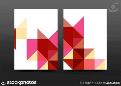 Colorful geometry design annual report a4 cover brochure template layout, magazine, flyer or leaflet booklet. Modern minimal triangle pattern. illustration