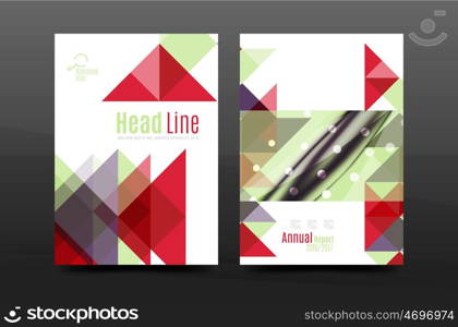 Colorful geometry design annual report a4 cover brochure template layout, magazine, flyer or leaflet booklet. Modern minimal triangle pattern. illustration