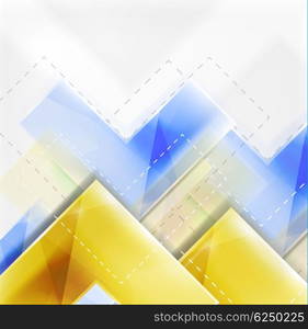 Colorful glossy arrow shapes. Abstract background. web brochure, internet flyer, wallpaper or cover poster design. Geometric style, colorful realistic glossy arrow shapes with copyspace. Directional idea banner