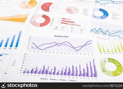 colorful graphs, data analysis, marketing research and annual report background, concept for success business, management project, budget planning, financial growth and education