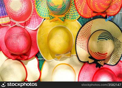 Colorful Handmade Hats by the yucatan mayans descendants