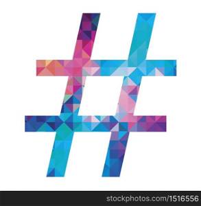 colorful hashtag icon isolated on white background. Illustration.