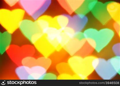 Colorful hearts bokeh, may be used as background