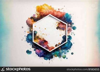 Colorful hexagon arts of abstract frame. Concept of watercolor painting on geometry. Finest generative AI.. Colorful hexagon arts of abstract frame concept of watercolor painting.