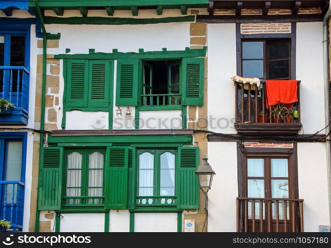 colorful houses at Hondarribia, Spain
