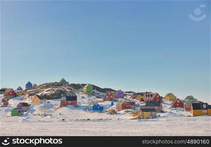 Colorful houses in spring time in Greenland