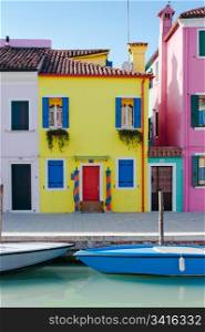 Colorful houses. Island Burano, traditional colorful houses
