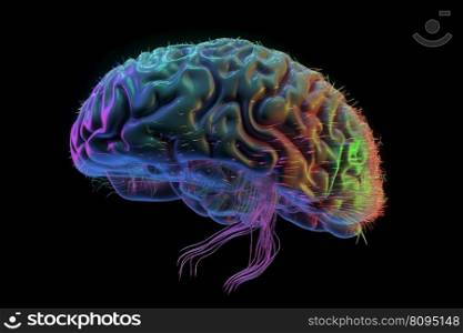 Colorful human brain. Human explosion. Generate Ai. Colorful human brain. Generate Ai