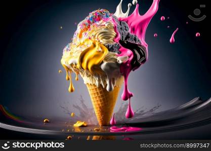 Colorful ice cream background.  Image created with Generative AI technology