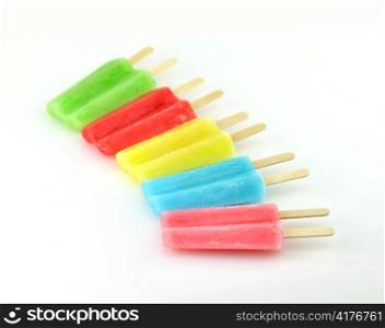 colorful ice cream pops on a white background