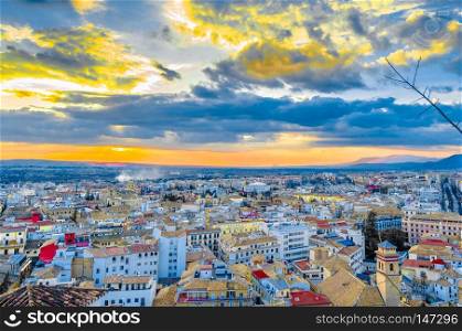 Colorful illustration of Granada city view, southern Spain