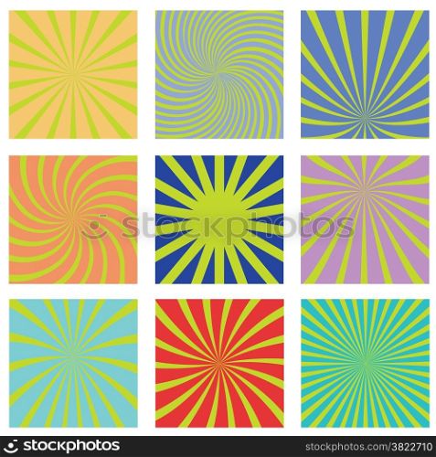 colorful illustration with abstract sun rays backgrounds