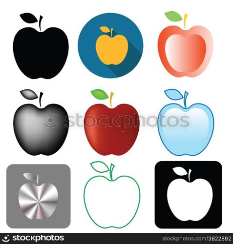 colorful illustration with apple icons on white background