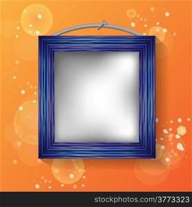 colorful illustration with blue frame on a orange background for your design