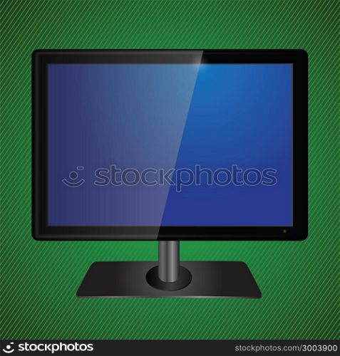 colorful illustration with blue tv screen on a green background for your design