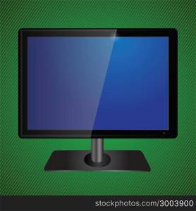 colorful illustration with blue tv screen on a green background for your design