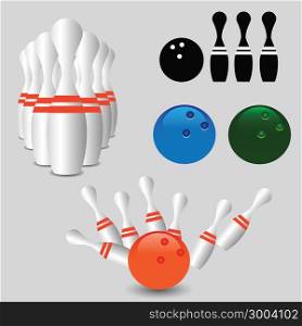 colorful illustration with bowling pins for your design