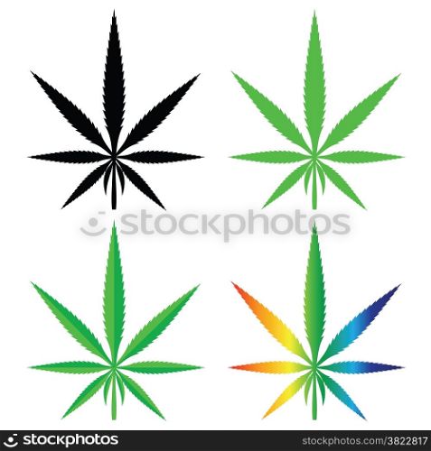 colorful illustration with cannabis on white background