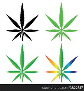colorful illustration with cannabis on white background