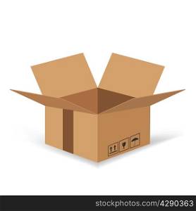 colorful illustration with Cardboard box on white background