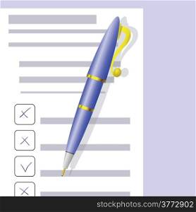 colorful illustration with Checklist and Pen for your design