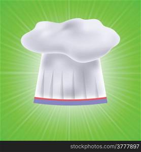 colorful illustration with chef hat on green background for your design