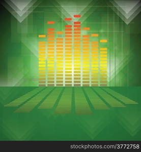 colorful illustration with equalizer on green background for your design