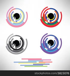 colorful illustration with eye icons set on white background