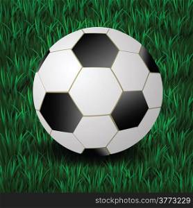 colorful illustration with football on a grass background for your design