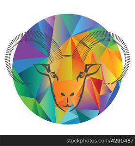 colorful illustration with goat head on a polygonal background