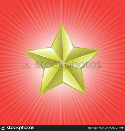 colorful illustration with gold star on a red background for your design