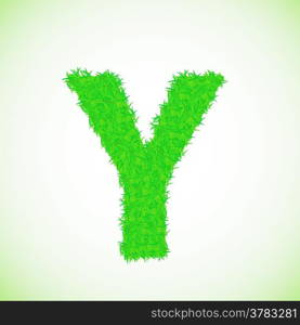 colorful illustration with grass letter on a green background for your design