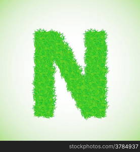 colorful illustration with grass letter on a green background for your design