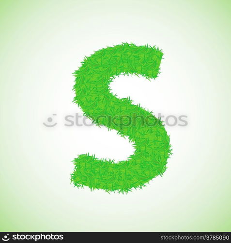 colorful illustration with grass letter on a green background for your design