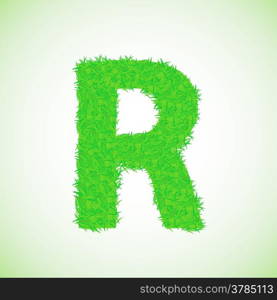 colorful illustration with grass letter on a green background for your design