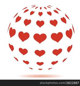 colorful illustration with heart sphere on white background