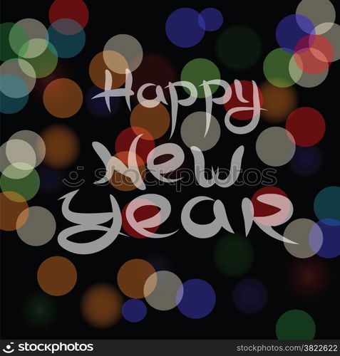 colorful illustration with new year blurred background