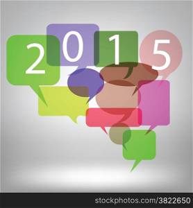 colorful illustration with new year speech bubbles background on grey background
