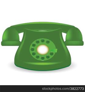 colorful illustration with old green phone on white background