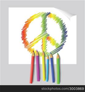 colorful illustration with peace emblem for your design