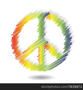 colorful illustration with peace icon on a white background for your design