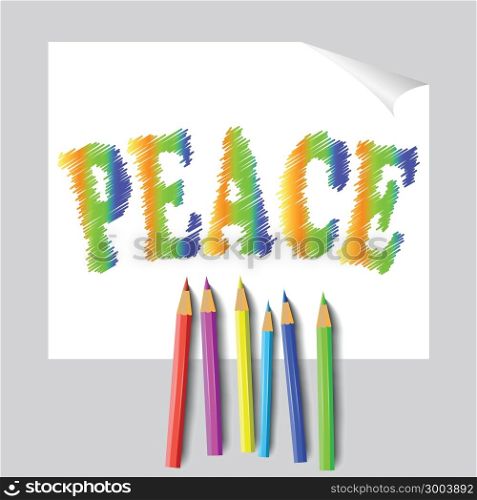 colorful illustration with peace paint and pencils for your design