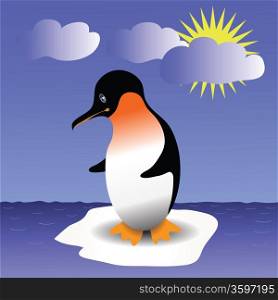colorful illustration with penguin for your design