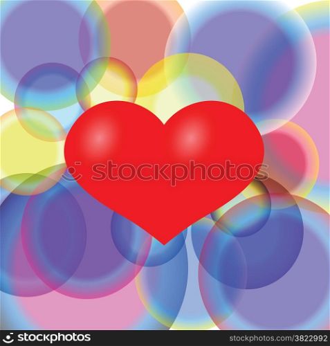 colorful illustration with red heart on white background