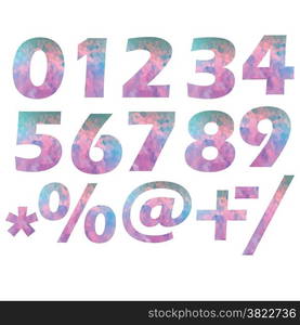 colorful illustration with set of numbers on white background