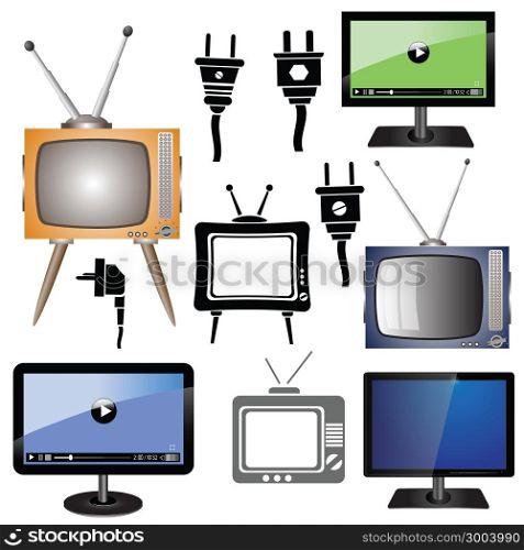 colorful illustration with set of tv for your design