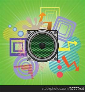 colorful illustration with speaker for your design