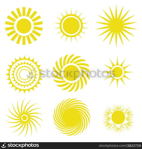 colorful illustration with sun icons set on white background