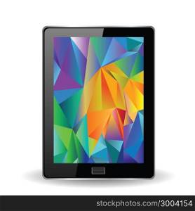 colorful illustration with tablet computer on a white background for your design
