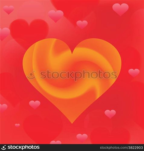 colorful illustration with wave heart on red background